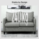 HOMCOM Two-Seater Sofa, Modern Small Sofa with Solid Wood Legs