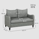 HOMCOM Two-Seater Sofa, Modern Small Sofa with Solid Wood Legs
