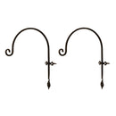 2 Pack of 38cm Black Handcrafted Metal Garden Wall Bracket Hooks for Hanging Baskets
