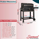 Samuel Alexander 115x46x106cm Black Steel Portable Rectangular BBQ Trolley with Thermometer Gauge and Cover