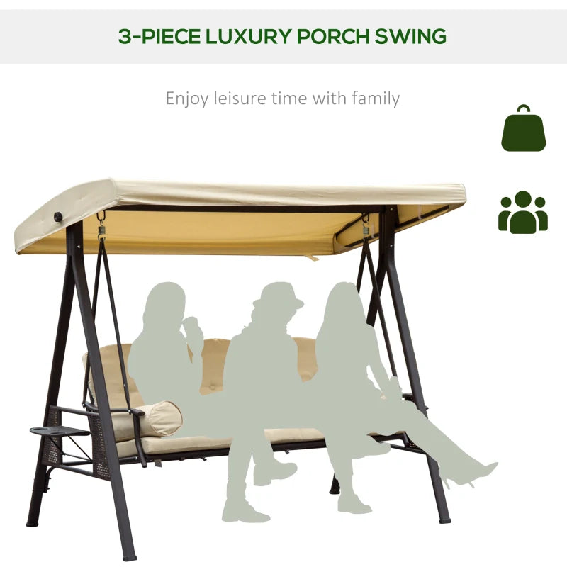 Outsunny Swing Seat 3 Seater - Beige