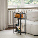 HOMCOM Slim Side Table, End Table with Tempered Glass Tabletop, Black