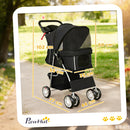 PawHut Pet Stroller Carrier Foldable Deluxe Walk Travel Dog, Black
