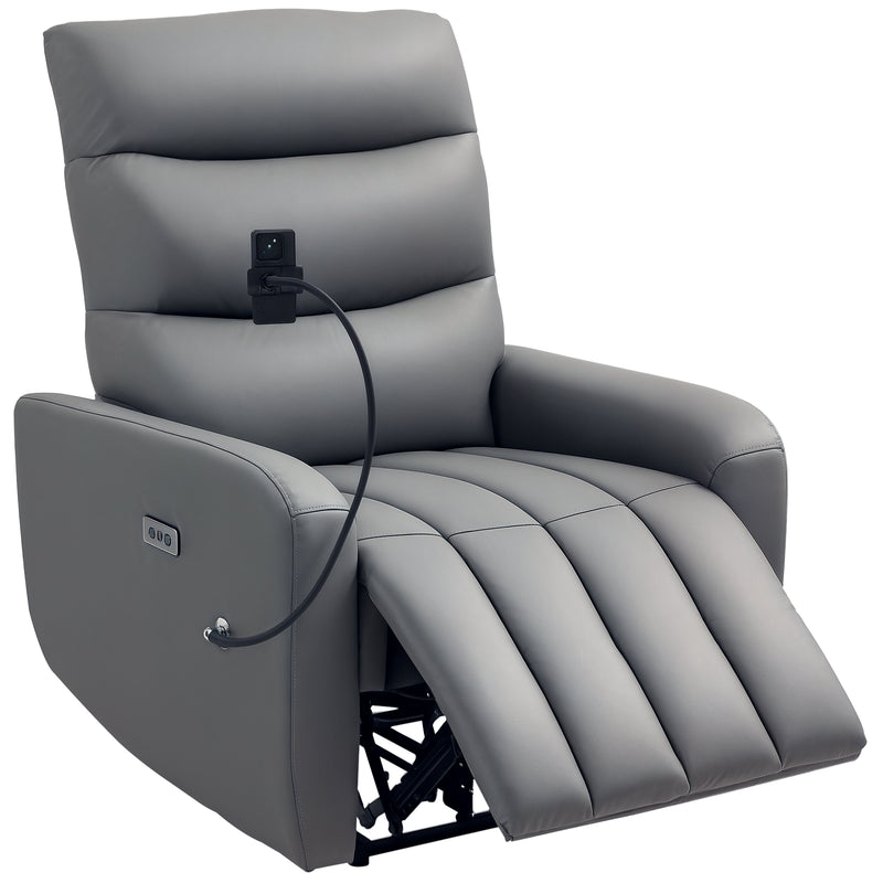 HOMCOM Electric Recliner Chair with Phone Holder, USB Charge Port, Grey