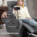 HOMCOM Electric Recliner Chair with Phone Holder, USB Charge Port, Grey