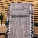 Set of 2 Multi Position Zero Gravity Relaxer Chair Sun Lounger in Mixed Grey