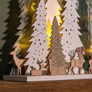 31cm Battery Operated Light up Wooden Christmas Tree with Deer and 15 Warm White LEDs