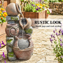 Outsunny Outdoor Fountain with LED Lights, 4-Tier Garden Fountain