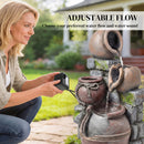 Outsunny Outdoor Fountain with LED Lights, 4-Tier Garden Fountain