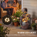 Outsunny Outdoor Fountain with LED Lights, 4-Tier Garden Fountain