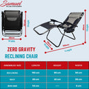 Luxury Padded Multi Position Zero Gravity Garden Relaxer Chair Lounger In Grey & Black