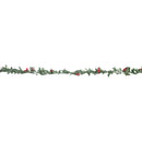 1.90m Festive Garland with Green Seasonal Leaves and Red Berries
