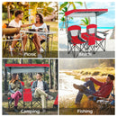 Double Folding Camping Chair with Canopy and Armrests-Red