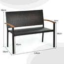 2 Seater Wicker Leisure Loveseat with Acacia Wood Armrests