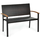 2 Seater Wicker Leisure Loveseat with Acacia Wood Armrests