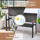 2 Seater Wicker Leisure Loveseat with Acacia Wood Armrests