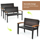 2 Seater Wicker Leisure Loveseat with Acacia Wood Armrests
