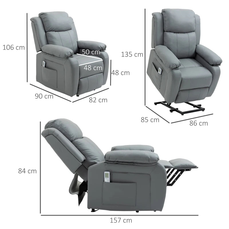 HOMCOM Power Lift Reclining Chair with Remote - Grey