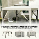 Outsunny 3 x 3 m Gazebo, Netting Party Tent w/ Double Tier Roof, Cream White