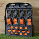 4 Pack of 1 Inch x 15ft Heavy Duty Orange Ratchet Strap Set with S Hooks