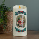 20cm Dual Powered Light up Christmas Pillar Candle Water Spiner with Santa and LEDs