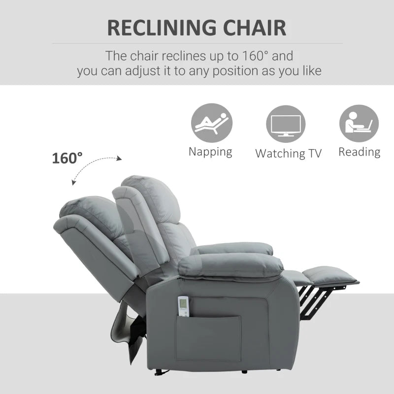 HOMCOM Power Lift Reclining Chair with Remote - Grey