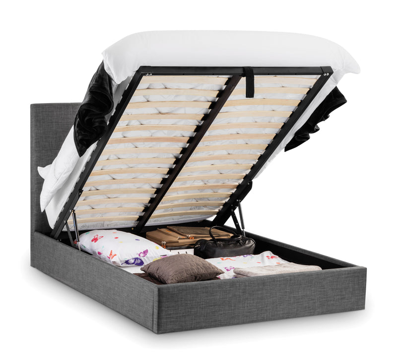 Sorrento Ottoman Storage 150cm King Bed - Slate Linen