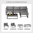 Outsunny 5-Piece Outdoor Patio Set Padded Cushion Coffee Table Aluminum Tube