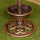 1.1m Bronze Effect Resin Garden Bird Bath & Table With Solar Light