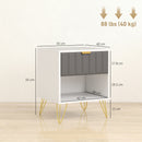 HOMCOM Bedside Drawers Modern Bedside Cabinet With Drawer And Handle, White