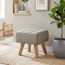 HOMCOM Modern Footstool, Fabric Foot Rest with Rubber Wood Legs, Brown