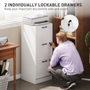 HOMCOM 3 Drawer File Cabinet with Lock and Adjustable Hanging Bars, White