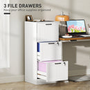 HOMCOM 3 Drawer File Cabinet with Lock and Adjustable Hanging Bars, White
