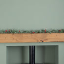 1.90m Festive Garland with Green Seasonal Leaves and Red Berries