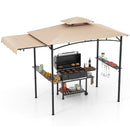 Outdoor Barbecue Canopy Tent Grill Gazebo with Side Awning-Beige