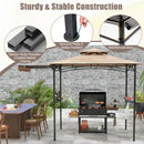Outdoor Barbecue Canopy Tent Grill Gazebo with Side Awning-Beige