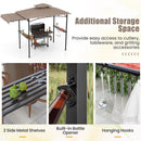 Outdoor Barbecue Canopy Tent Grill Gazebo with Side Awning-Brown