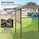 Outdoor Barbecue Canopy Tent Grill Gazebo with Side Awning-Brown