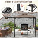 Outdoor Barbecue Canopy Tent Grill Gazebo with Side Awning-Brown