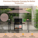 Outdoor Grill Gazebo Double Tiered BBQ Canopy Tent with 2 Side Shelves-Brown