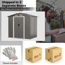 6 X 4 Feet Outdoor Metal Storage Shed With Ventilation Sliding Doors-Grey
