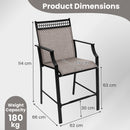 Outdoor Patio Chair Set of 2 with Footrest and High Back and Armrests-Grey