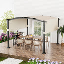 Outdoor Pergola With Retractable Sunshade Canopy And Anchored Plates-Beige