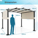 Outdoor Pergola With Retractable Sunshade Canopy And Anchored Plates-Beige