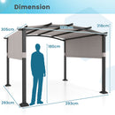 Outdoor Pergola With Retractable Sunshade Canopy And Anchored Plates-Grey