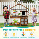 Outdoor Solid Wood Mud Kitchen with Canopy and Rotatable Faucet-Natural