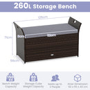Outdoor Storage Bench with Hand-woven PE Rattan Wicker and Side Handles
