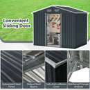 Outdoor Storage Shed With Sloping Top And Sliding Doors-Grey