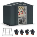 Outdoor Storage Shed With Sloping Top And Sliding Doors-Grey