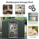 Outdoor Storage Shed With Sloping Top And Sliding Doors-Grey